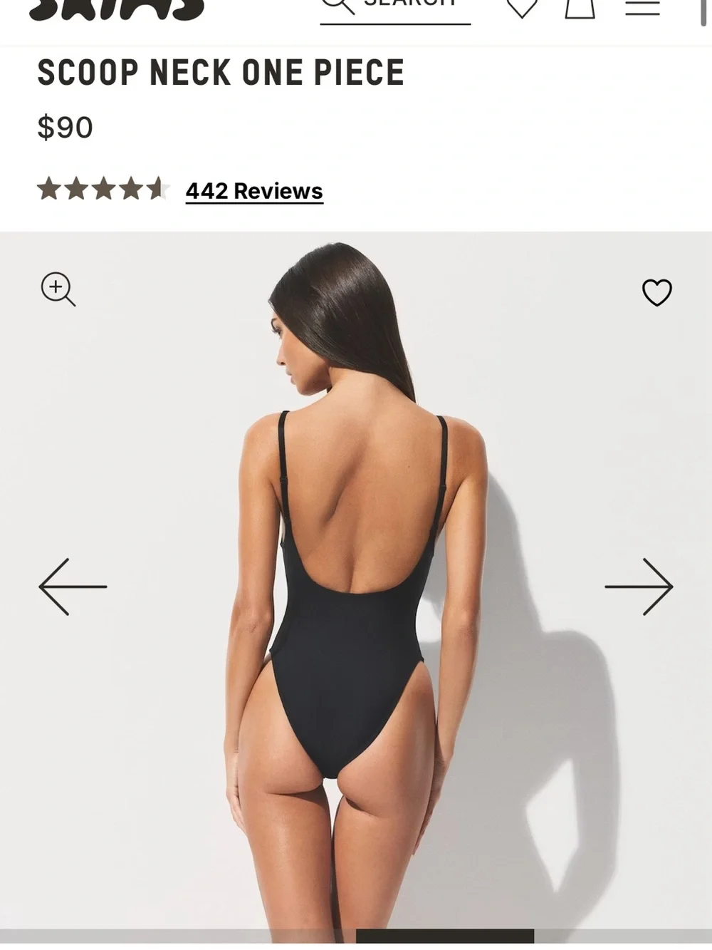 Skims scoop Neck One-Piece Swimsuit - Black as
